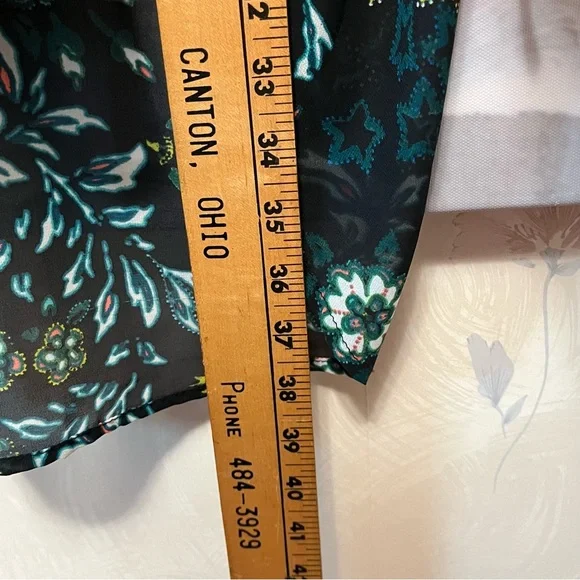 H&M Conscious Beach Cover Up Women Size 12 Floral Drawstring Long Ruffle Sleeve - Picture 14 of 16